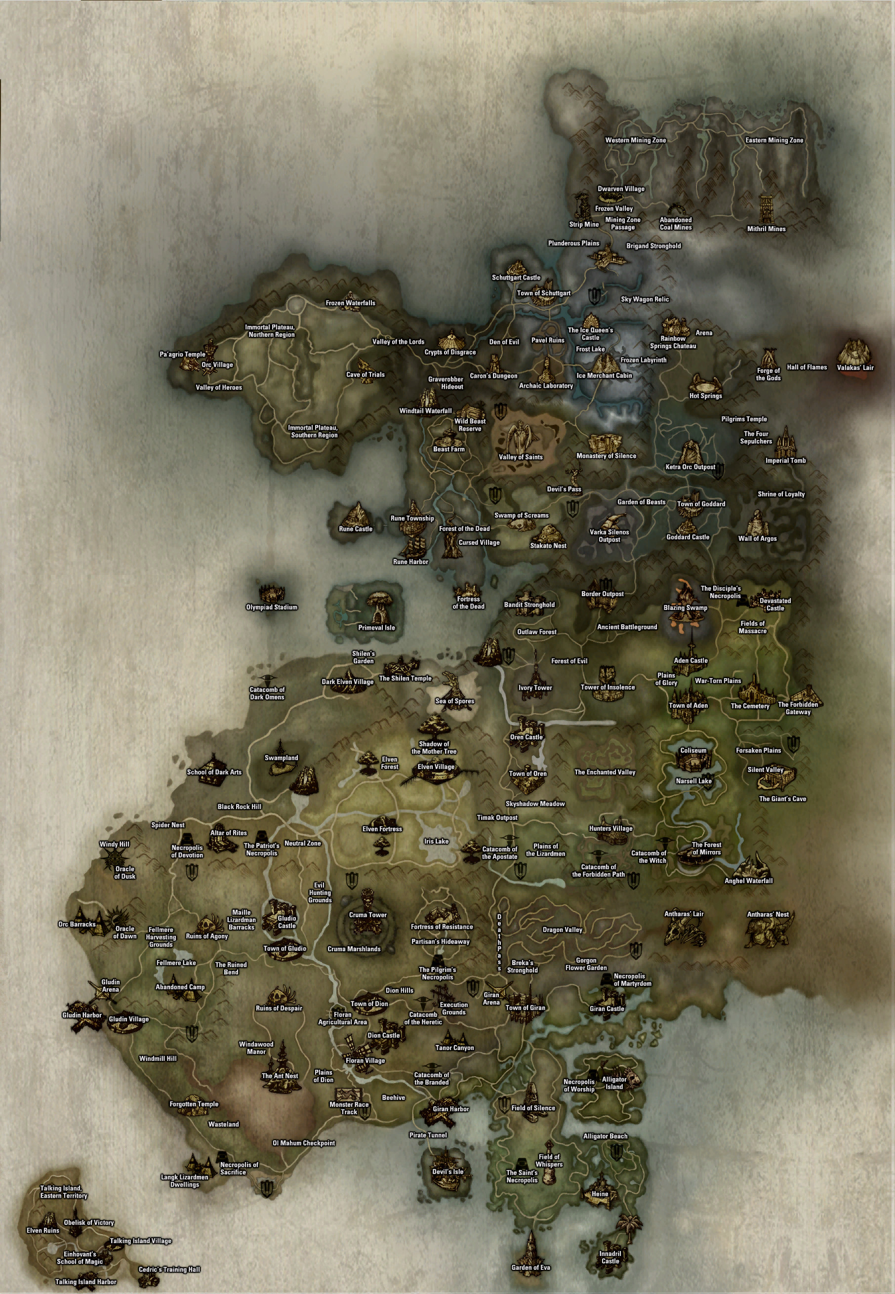 Карта мира Lineage 2 Interlude